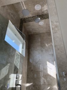 Shower with lighting and sound system installed by Magic Valley Alarm in Twin Falls Idaho